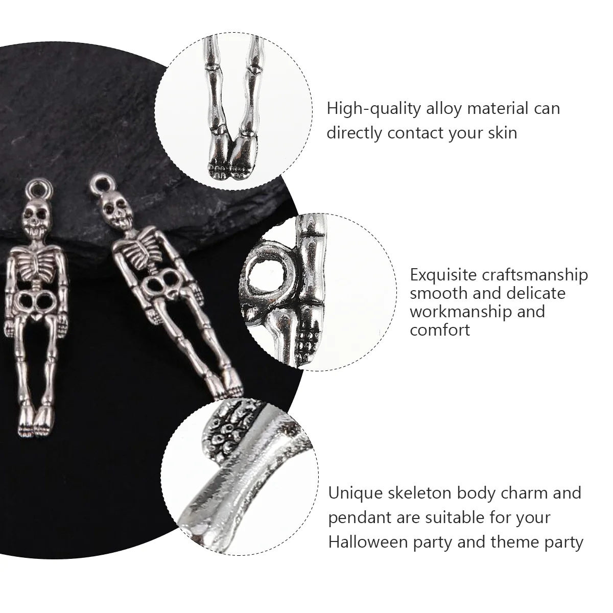 50 Pcs Charms Skull Zinc Alloy Ghost Pendant Bracelets Body Pendants Jewelry