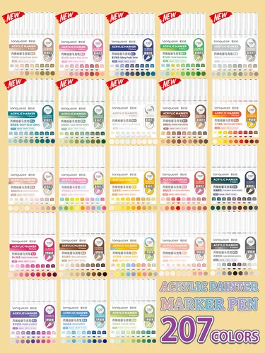 Imagen 2 del producto Languo-Juego de rotuladores acrílicos con pincel suave, 45-171 colores, bricolaje, dibujado a mano, pintura de Graffiti para estudiantes, bolígrafos de pintura acrílica artística