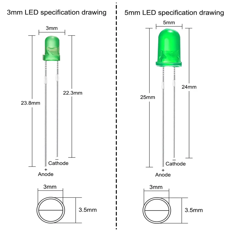 150-500PCS 3mm 5mm LED Diodes Assorted Kit White Green Red Blue Yellow LED Light Emitting Diode Electronic Kit Indicator Lights