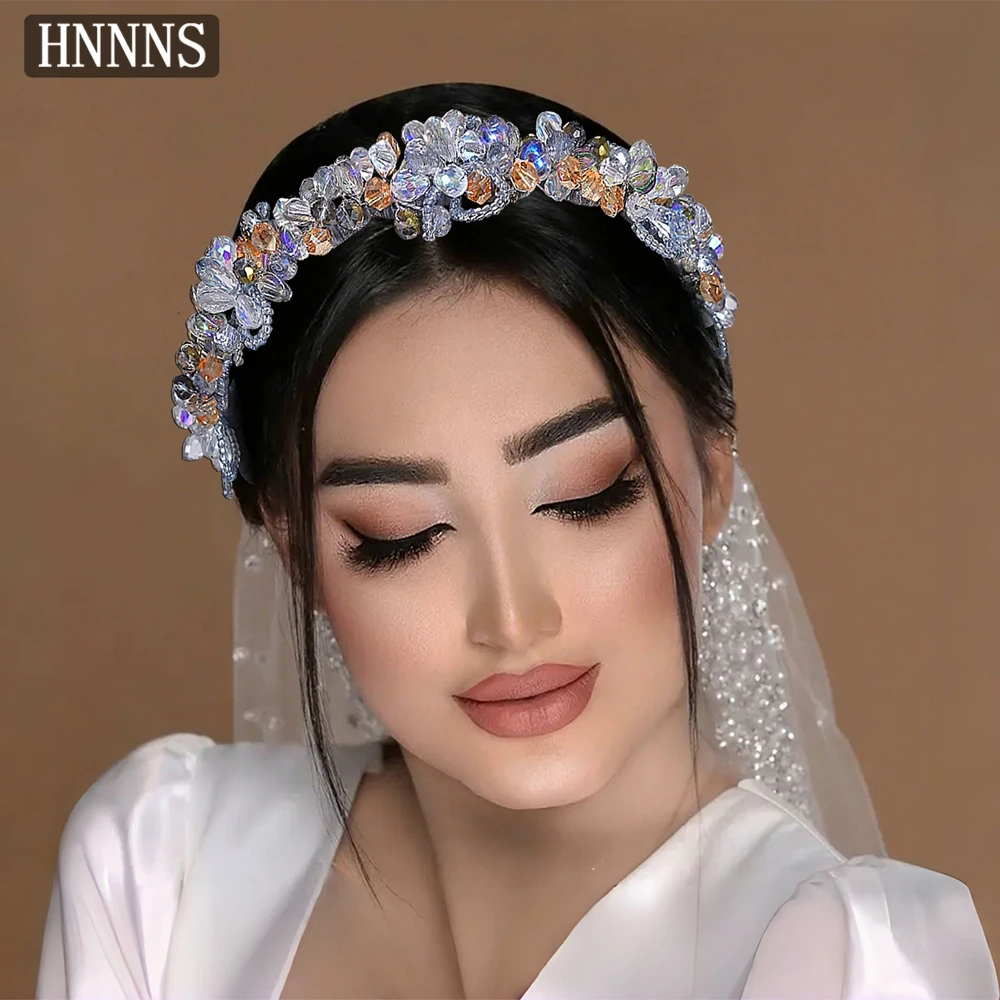 

HNNNS Korean Headband Crystal Beaded Hair Accessories Daily Versatile Headpiece Elegant Dating Party Headwear Headdress A347