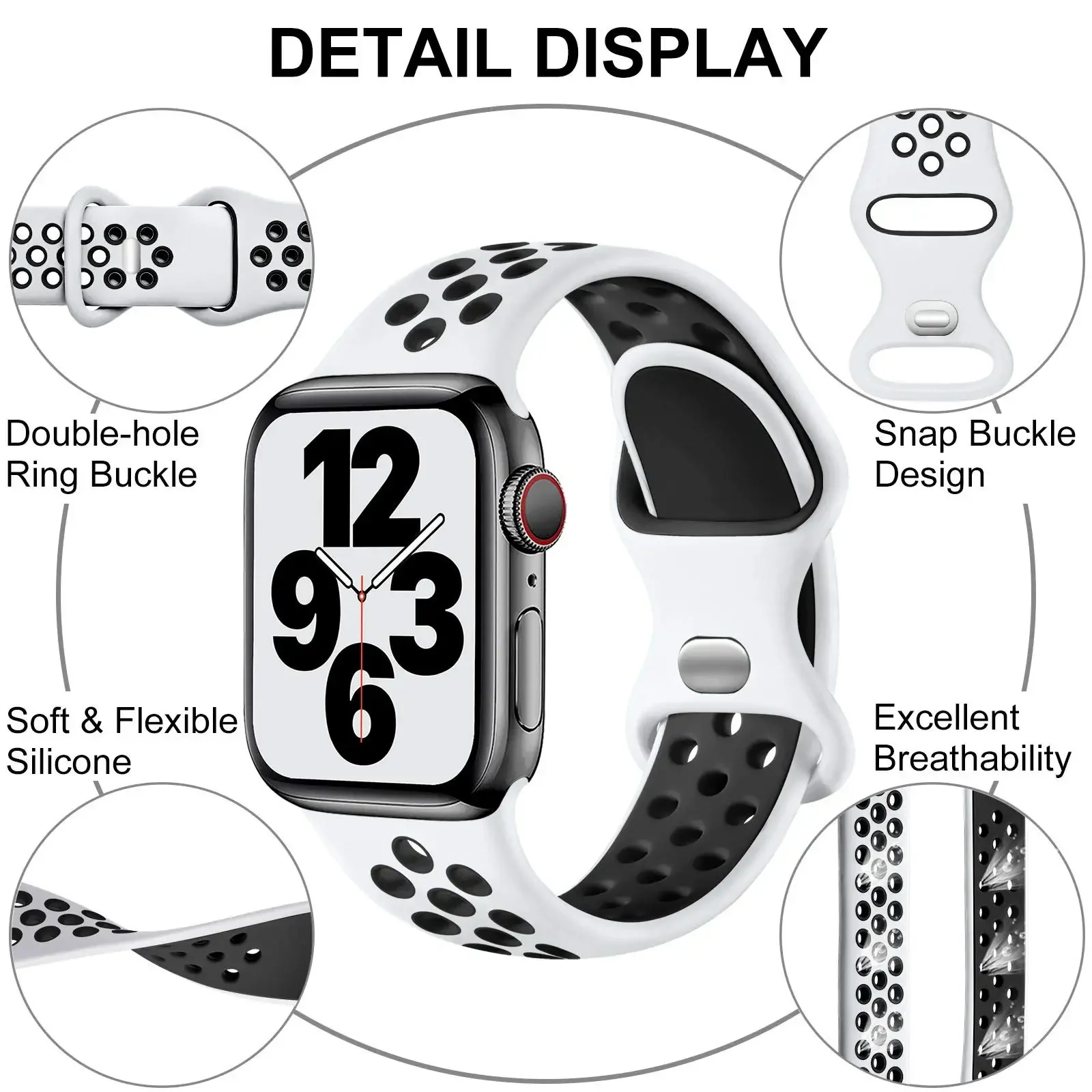 Correa de silicona Original para Apple Watch, pulsera deportiva de 45mm, 44mm, 40mm, 41mm, 38 MM, 42mm, 49mm, serie iWatch 9 SE, 8, 7, 6, 5, 4