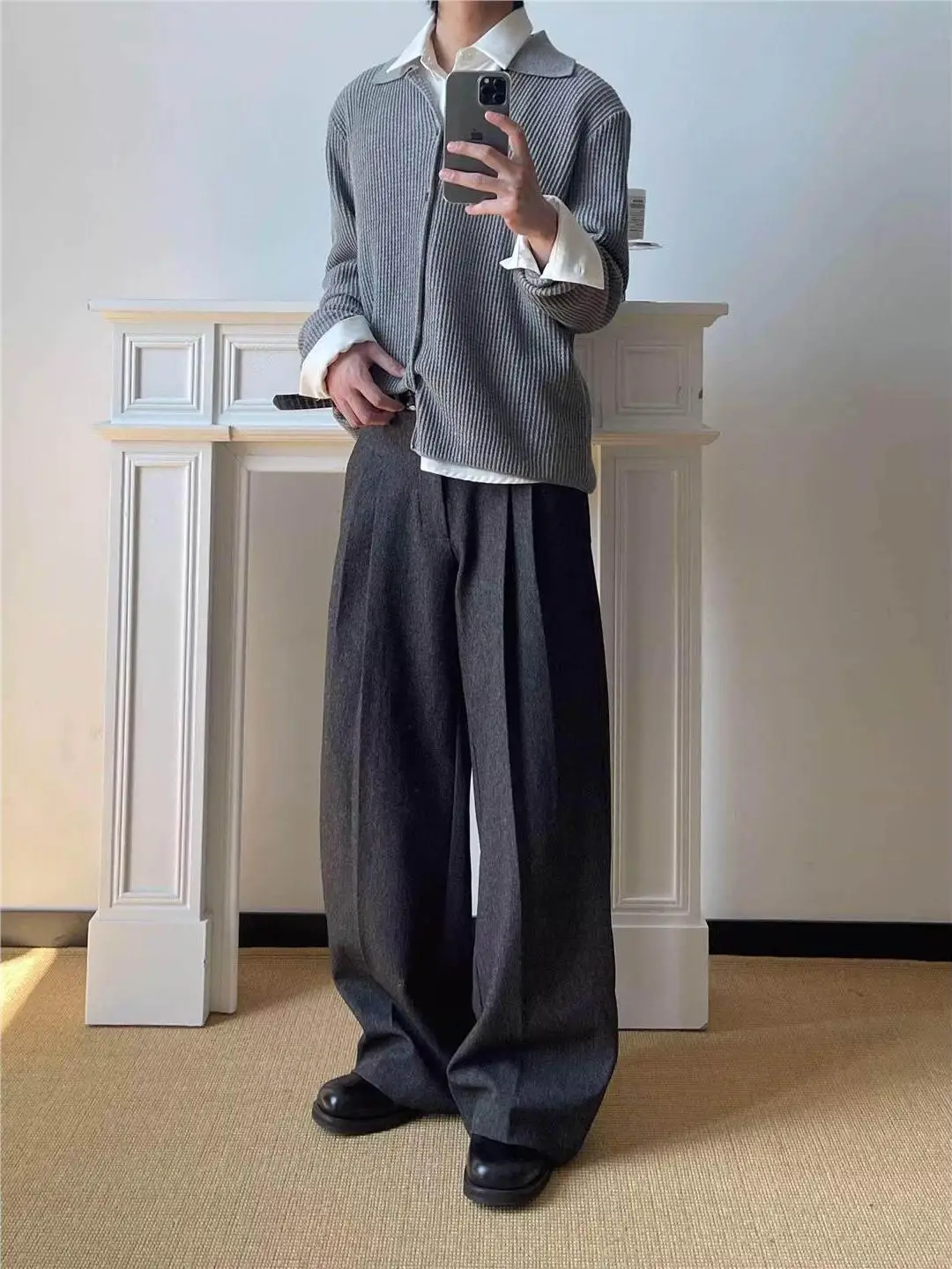 

Мужские брюки в американском ретро-стиле с двойными складками, свободного кроя, прямые, широкие, длинные, из полиэстера