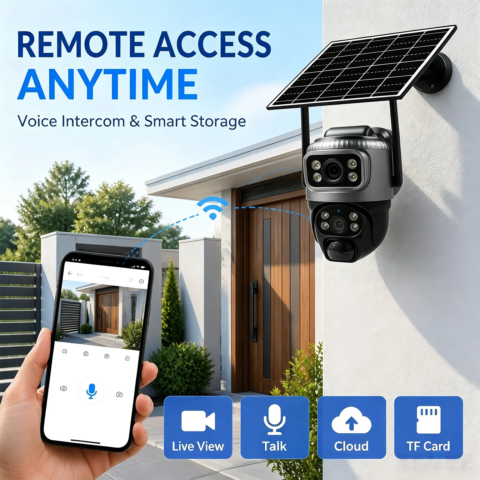 8MP 4K 4G Solar PTZ Security Camera Dual Lens Outdoor - 4G SIM Card, Auto Tracking, Full Color Night Vision, 2-Way Audio, IP66 W view 6