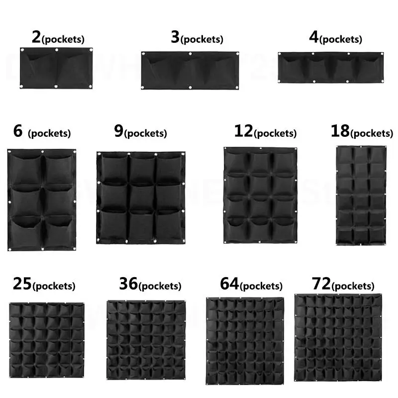 

3/6//18/36 pocket Vertical garden plant Grow wall bags planter flower fabric pot indoor Hanging black tools home fabric Planting