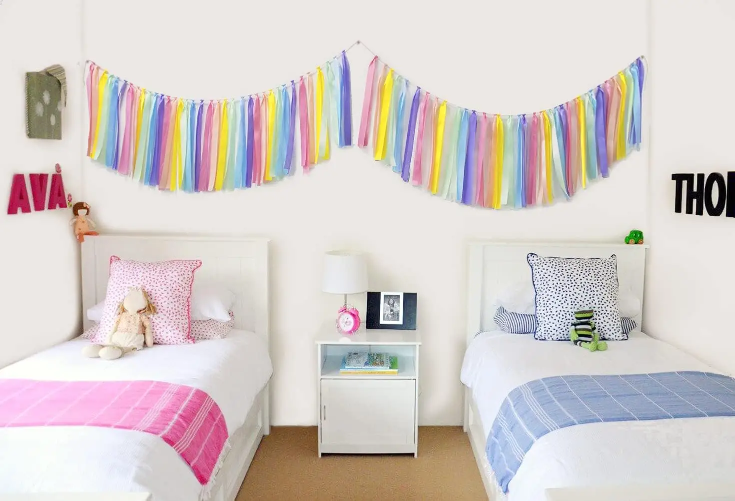 Rainbow Ribbon Tassel Garland Colorful Fabric Banner Hanging Party Decoration Backdrop for Birthday Macron Banner Backdrop Decor