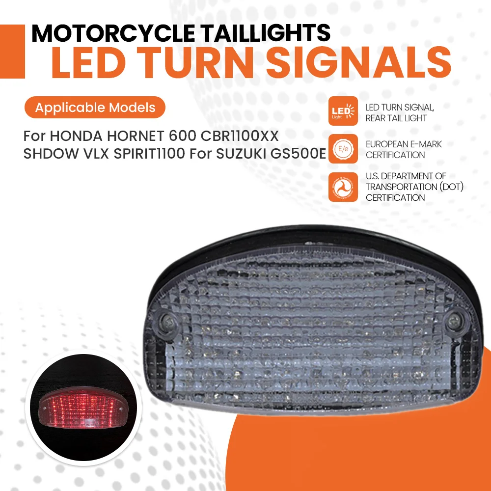 

Motorcycle LED Turn Signal Tail Light Taillight E-Mark For SUZUKI GSX650F GS500F 03-05 /for HONDA SHADOW VLX 1999-2005