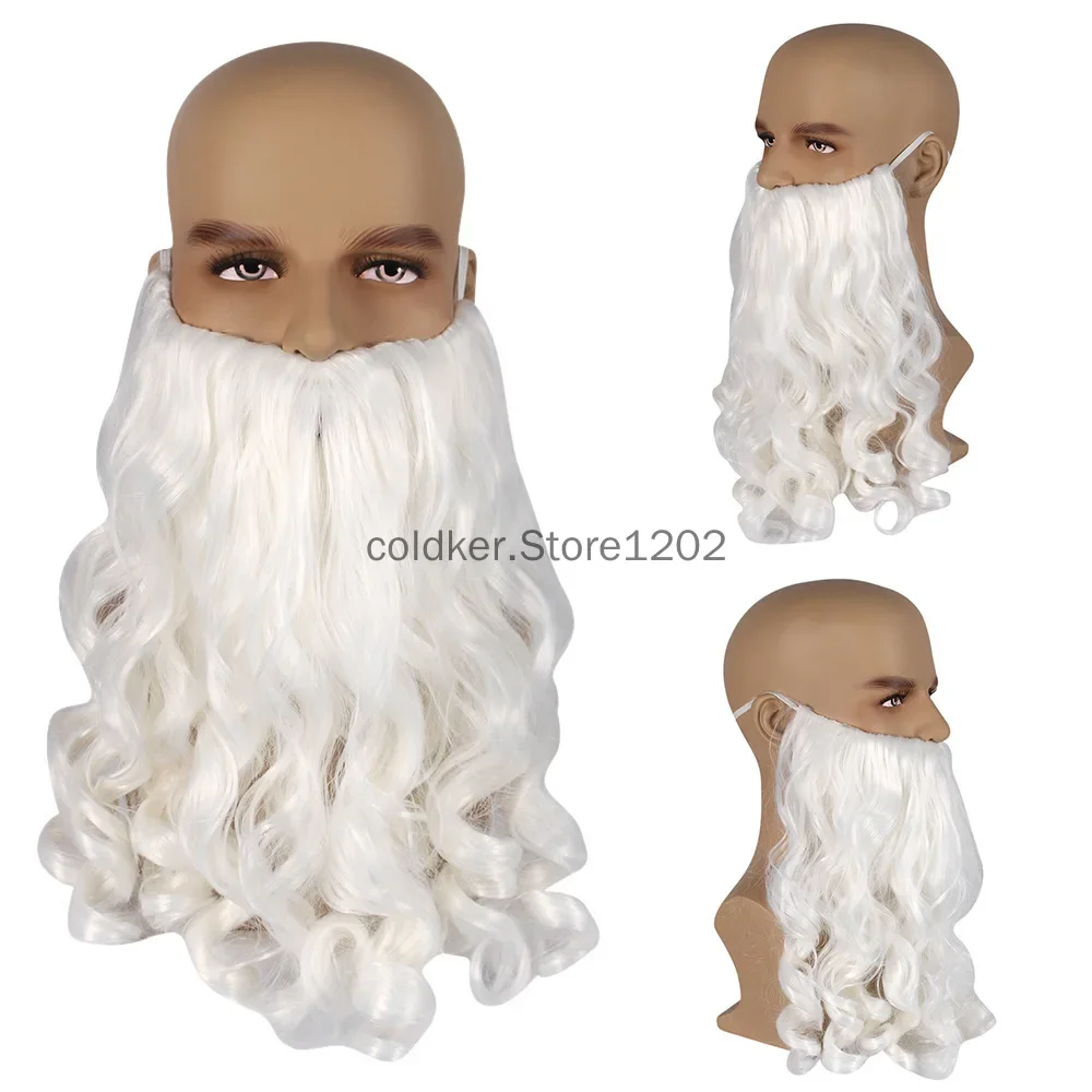 Prezent na Boże Narodzenie Peruka Świętego Mikołaja i broda Włosy syntetyczne Krótkie peruki Cosplay dla mężczyzn Białe akcesoria do włosów Santa Beard