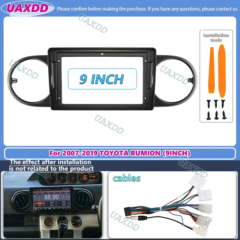 UAXDD Android Car Radio Stereo Player Fascia Frame for Toyota Corolla Rukus Rumion Scion XB E150 2007-2019 Panel Power Harness