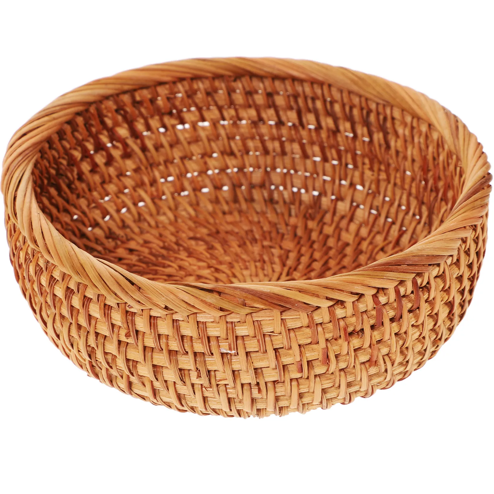Rattan Woven Round Basket for Kitchen, Fruit Bread Snack Storage & Serving, Minimalist Home Decor