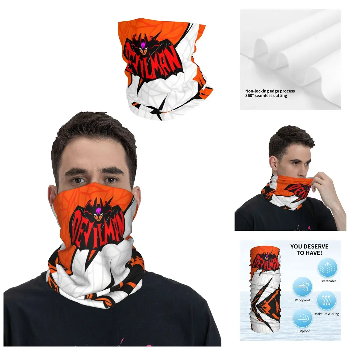 Vigorous Bandana Neck Cover Printed Motorcycle Motocross Devilman Wrap Scarf Multi-use Balaclava Cycling Unisex Adult Breathable