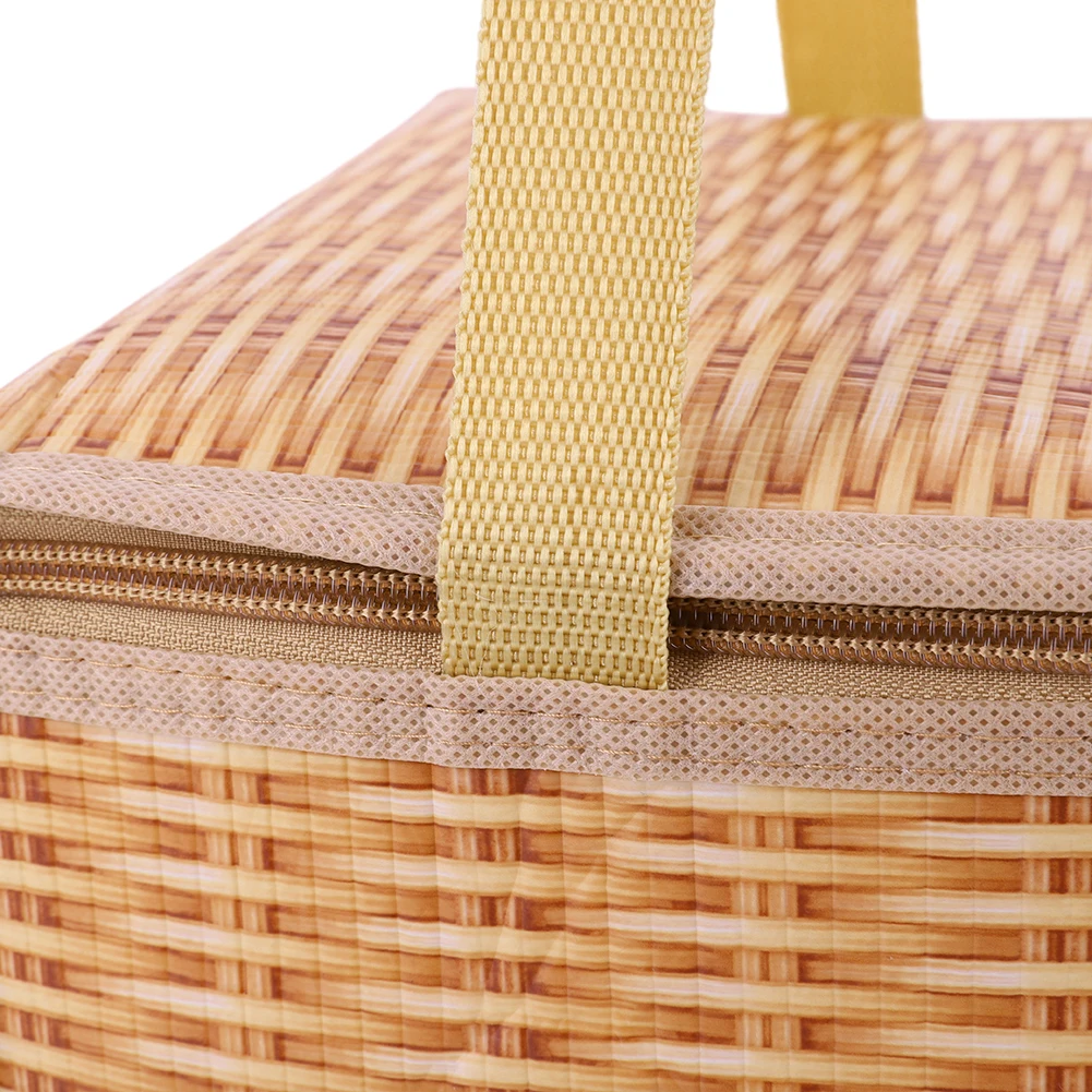 

1-3Pcs Wicker Rattan Outdoor Picnic Bag Waterproof Tableware Insulated Thermal Cooler Food Container Basket for Camping Picnic