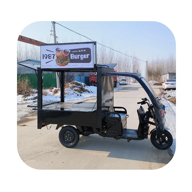 mobile electric small fully equipped food truck street fast food cart tricycle