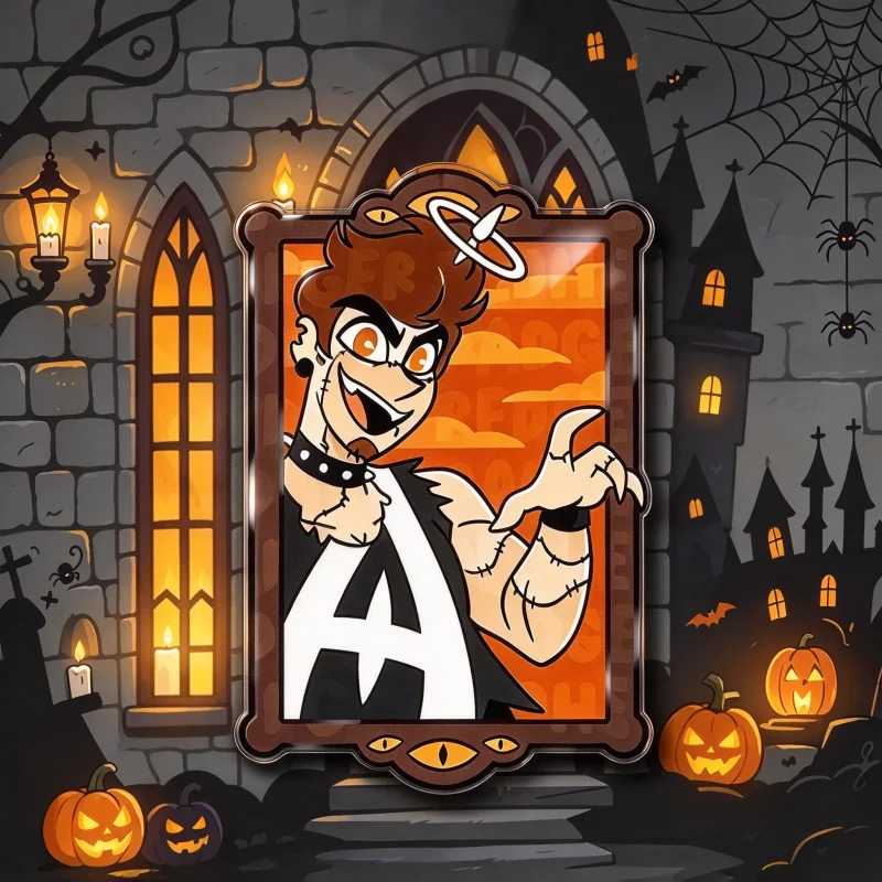 Hazbin Hotel HaunTed Portraits Acrylic Pin -Lucifer，Alastor，Adam，Angel Halloween Cosplay Brooch Costume Accessory for Bag Jacket