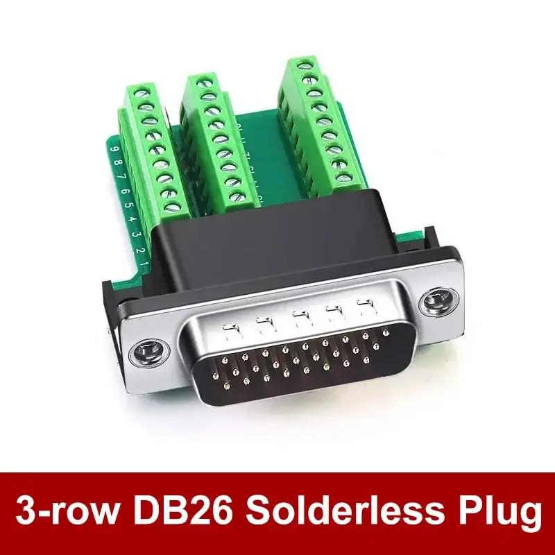 3 Rows 26Pin Solderless Circuit Adapter Plug Male Female Serial Port Adapter Gold Plated Copper D-SUB DB26 Breakout Connector