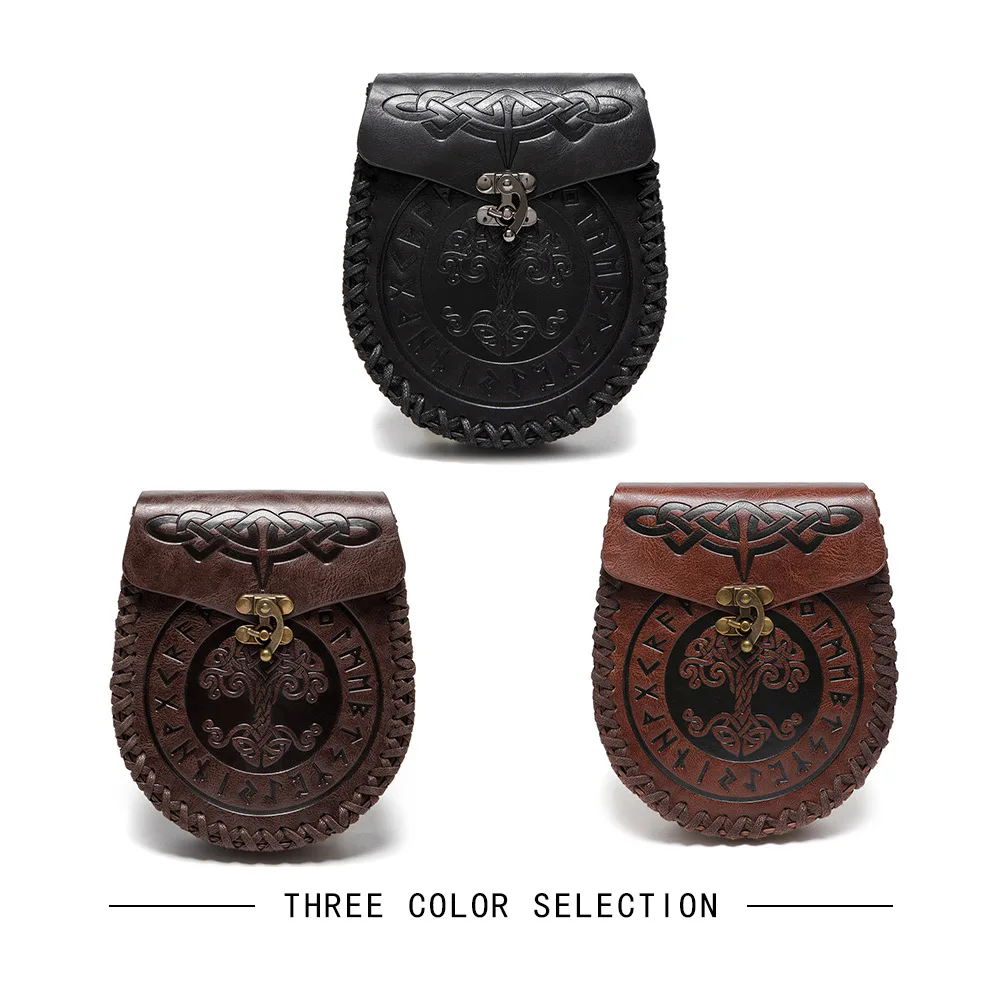 

Punk Sle Knight Vintage Emed Leather Belted Fanny Pa Crossbody Bag Men's Faion Accory Retro Coin Purse