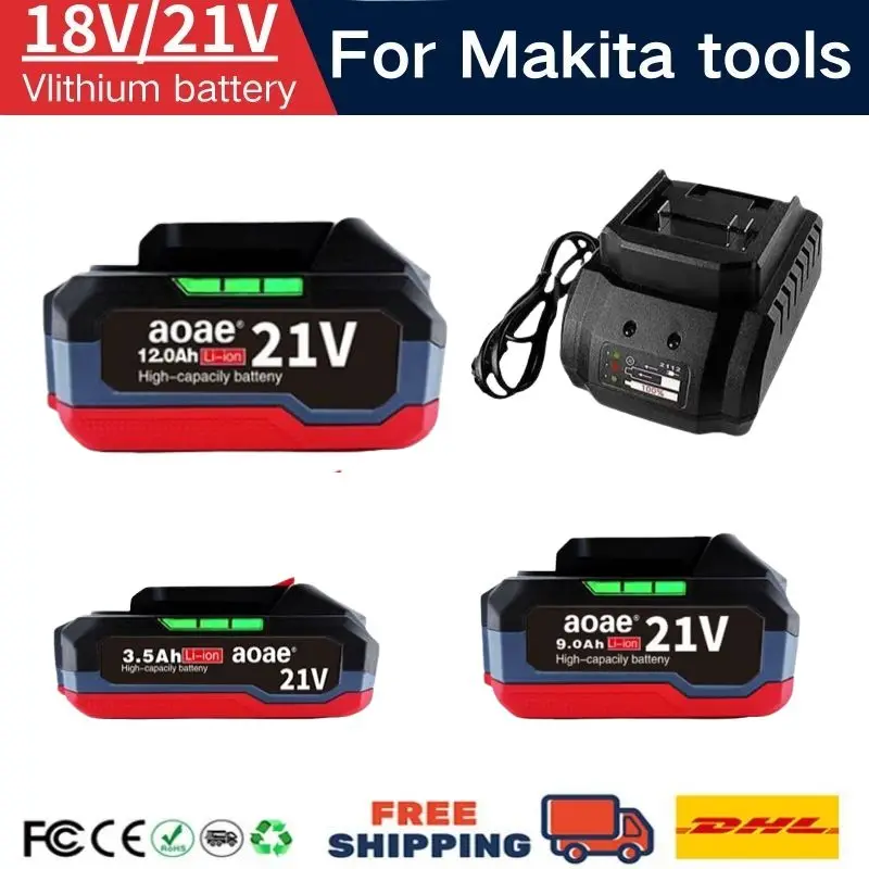 

12000mAh For 18V / 21V Makita Battery，Replacement LXT BL1850 BL1840 BL1830B BL1815 BL1860 for Makita 21V Power Tools Battery