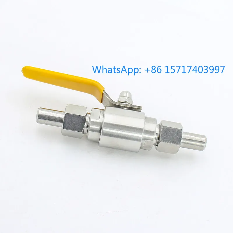 

304 Шаровой кран сварного типа с наружной головкой Q21F Активный приборный клапан с прямым соединением Клапан источника воздуха для стыковой сварки DN10