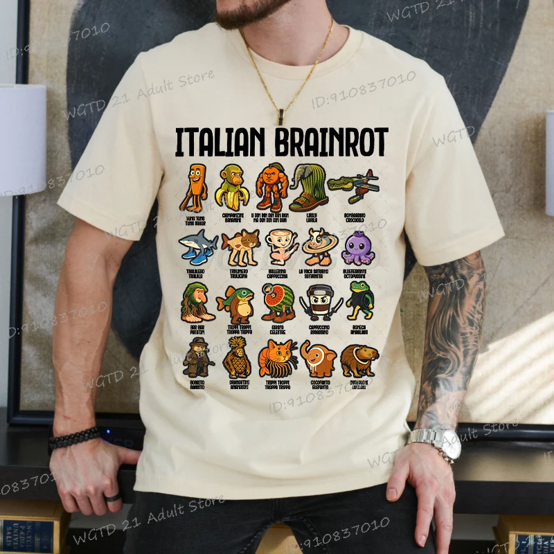 Camiseta Vintage divertida italiana Brainrot para hombres y mujeres Tung Tung Sahur Tralalero Tralala Boneca Ambalabu Graphique Hommes camisetas