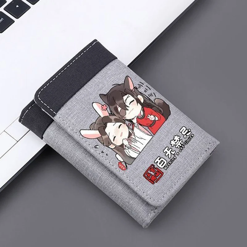 Chinese Style Heaven Officials Blessing Canvas Anime Wallet for Student Girl Tri-Fold RFID Blocking  Mini Purse Short Money Clip