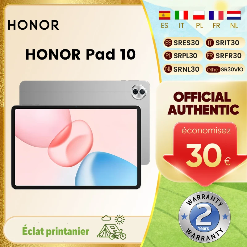 Tablette HONOR Pad 10 Version Globale, Écran 2.5K 12.1'' Confort Visuel, Processeur Snapdragon 7 Gen 3, Batterie 10100mAh, Tablette de Dessin