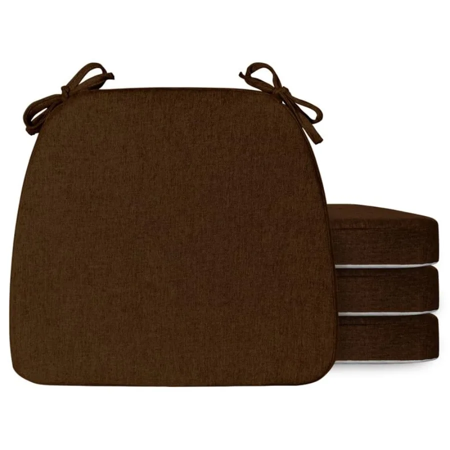 D-Shaped Chair Cushions Set of 4, Chair Pads with Ties, 18