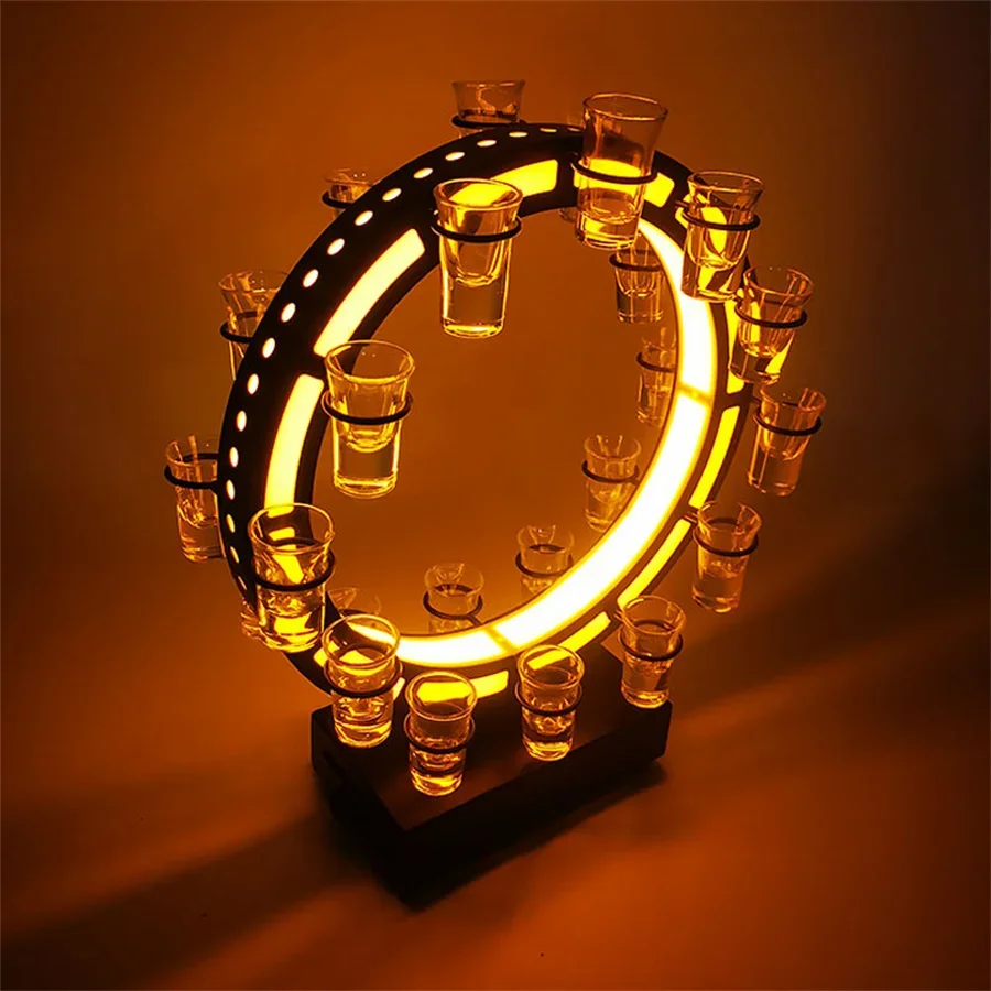 Imagem -03 - Led Ferris Wheel Wine Glass Display Stand Cocktail Shot Glass Vinho Titular Rodada Bandeja de Voo Serviço Vip Glorifier 24 Buracos