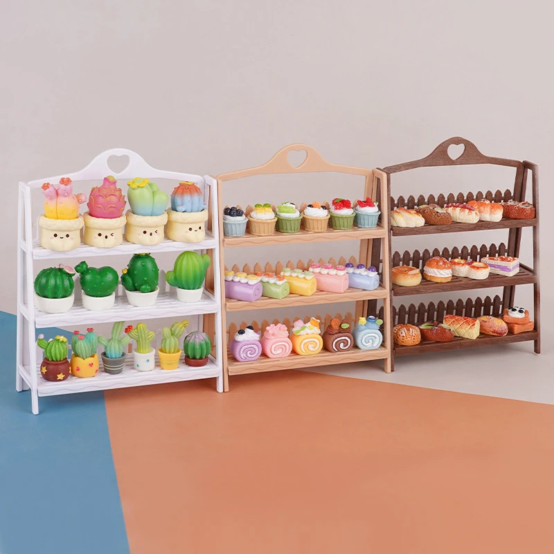 1/12 Dollhouse Miniature Display Shelf Bread Rack Flower Stand Model Furniture Accessories For Dolls House Decoration Toys Gift