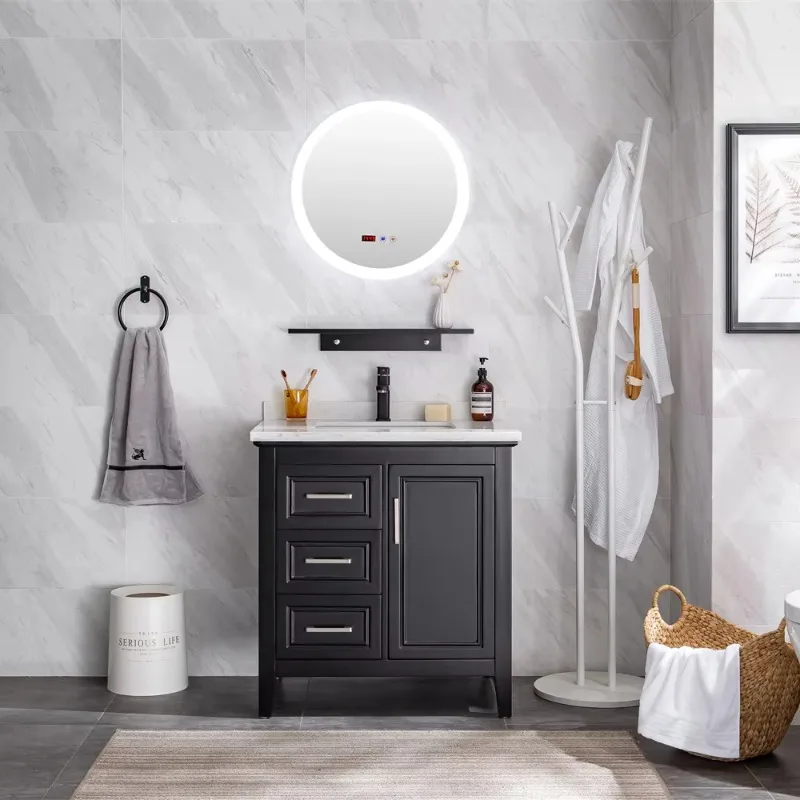 Floor Standing Bathroom Vanity Bathroom Cabinet Vanity with Mirror and Basin