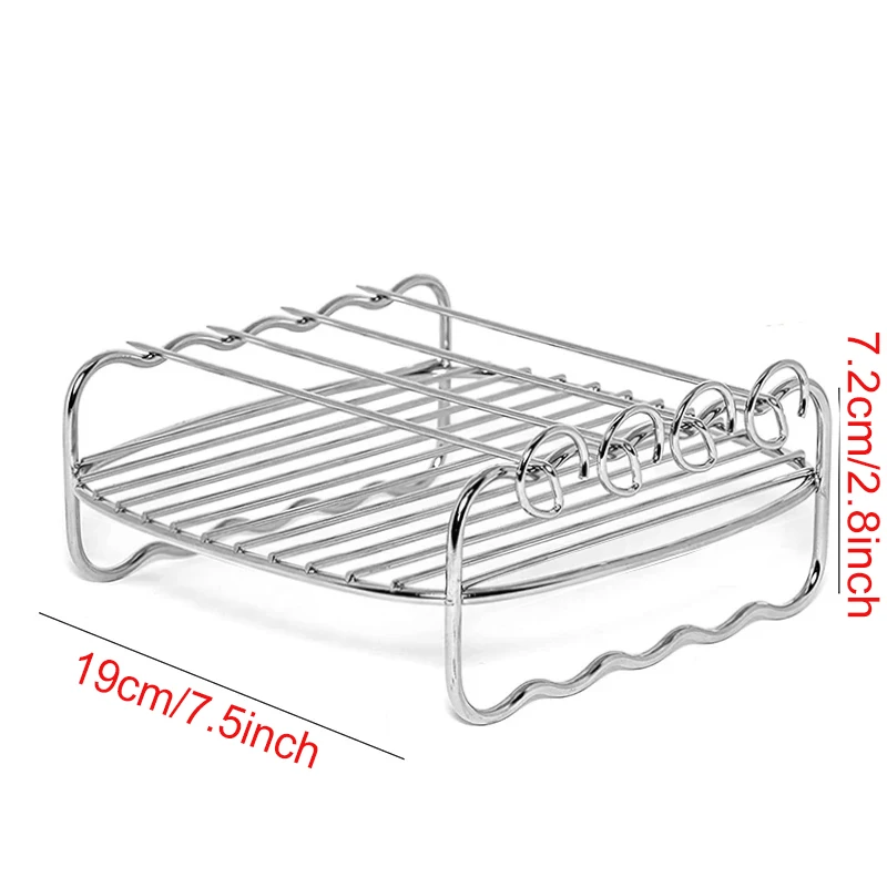 8 Inch Air Friteuse Accessoires Vierkante Airfryer Grill Spies Rack Houder Oven Taart Bakpan Voor 5.5L COSORI Ninja Philips Mand