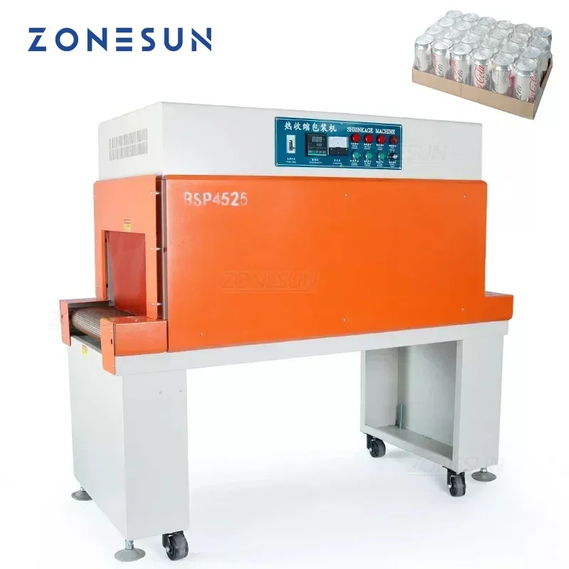 ZONESUN ZS-BSP4525 Automatic Heat Shrink Tunnel Machine Shrink Wrapping Packaging Machine for Bottles Cans Boxes and Products