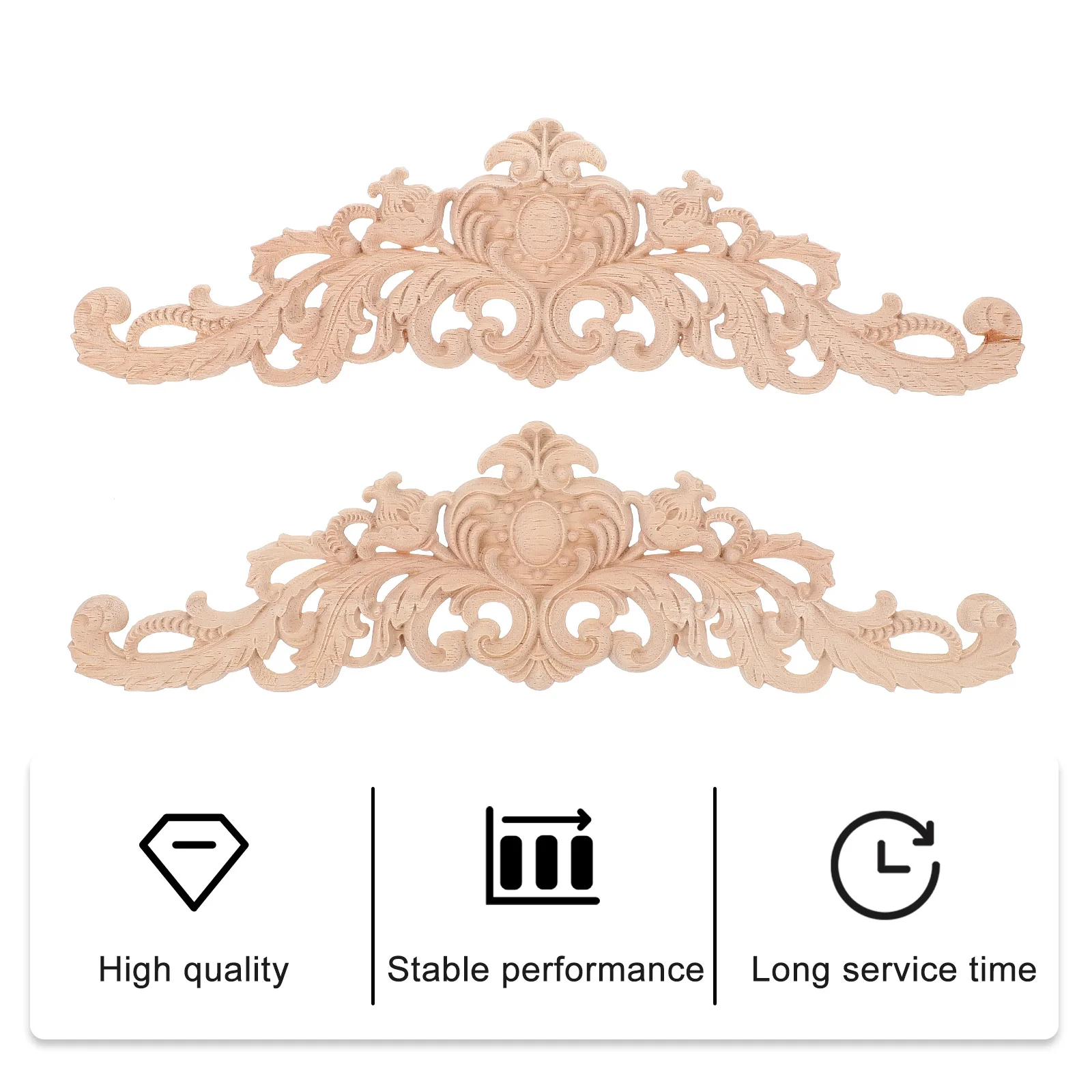 

2pcs Wood Carved Applique Decorative Furniture Onlay Home Decor Cabinet Wooden Decal Diy Craft Fireplace Cabinet Decor Unpainted