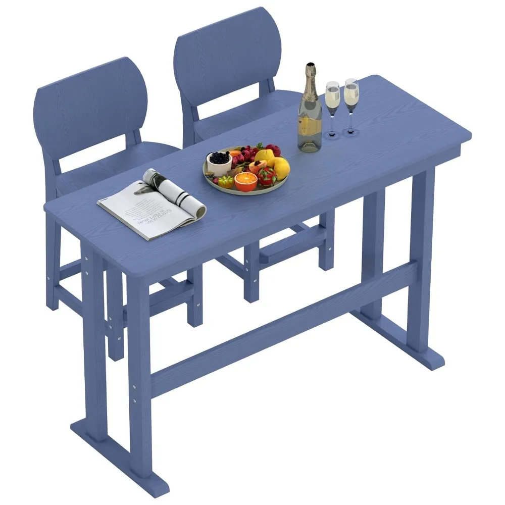 

3-Piece Outdoor Patio Bar Table and Chairs Set, All-Weather HDPE High Top Table with 2 Armless Bar Stools, HDPE Bar, Customized