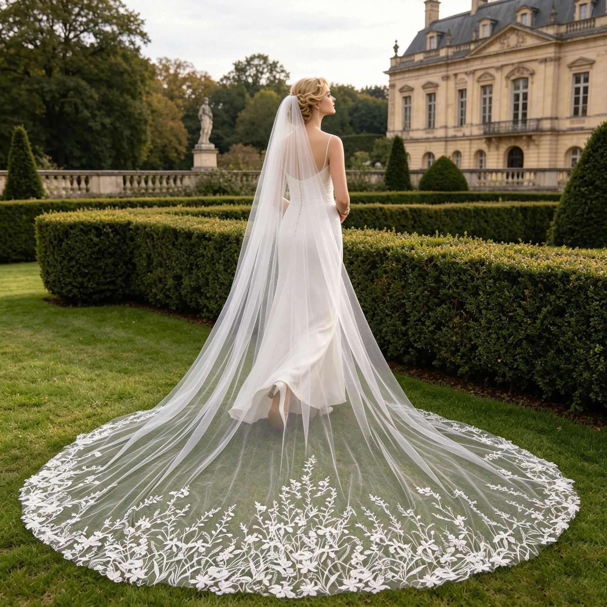 Bridal Veils Long Wedding Dresses' Veil Plus Size Wedding Dresses Accessories Extra Long Royal Lace Embroidery Wedding Veil G162