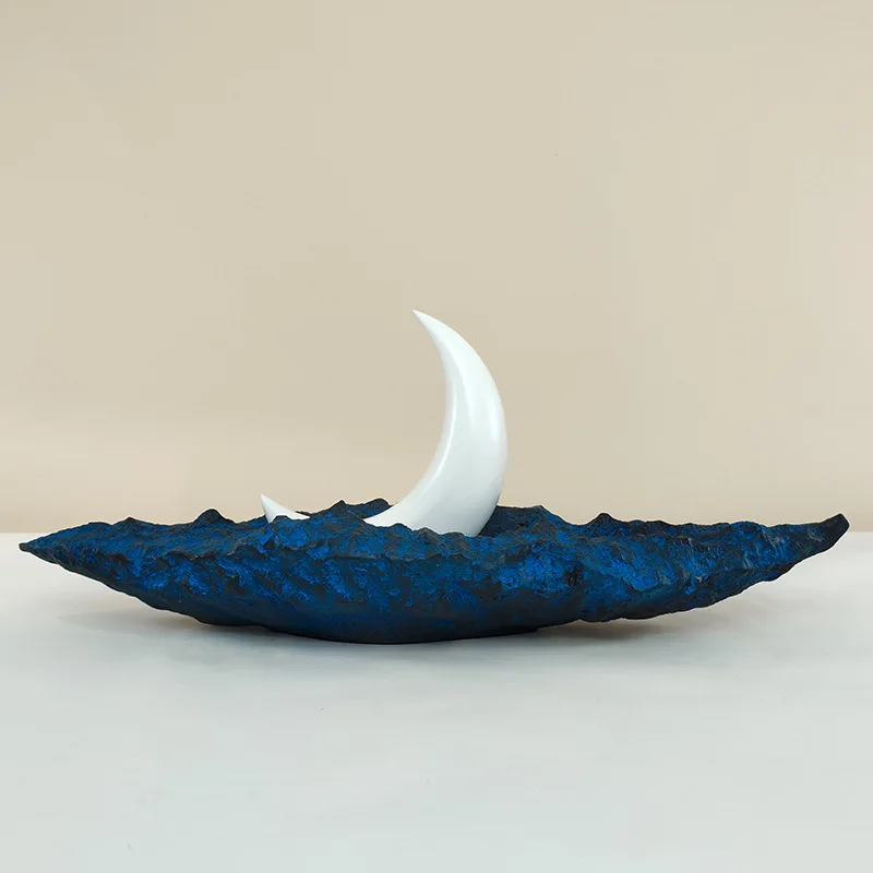 New Chinese style sea rising bright moon artistic conception ornament moon sculpture model room entrance study soft decoration