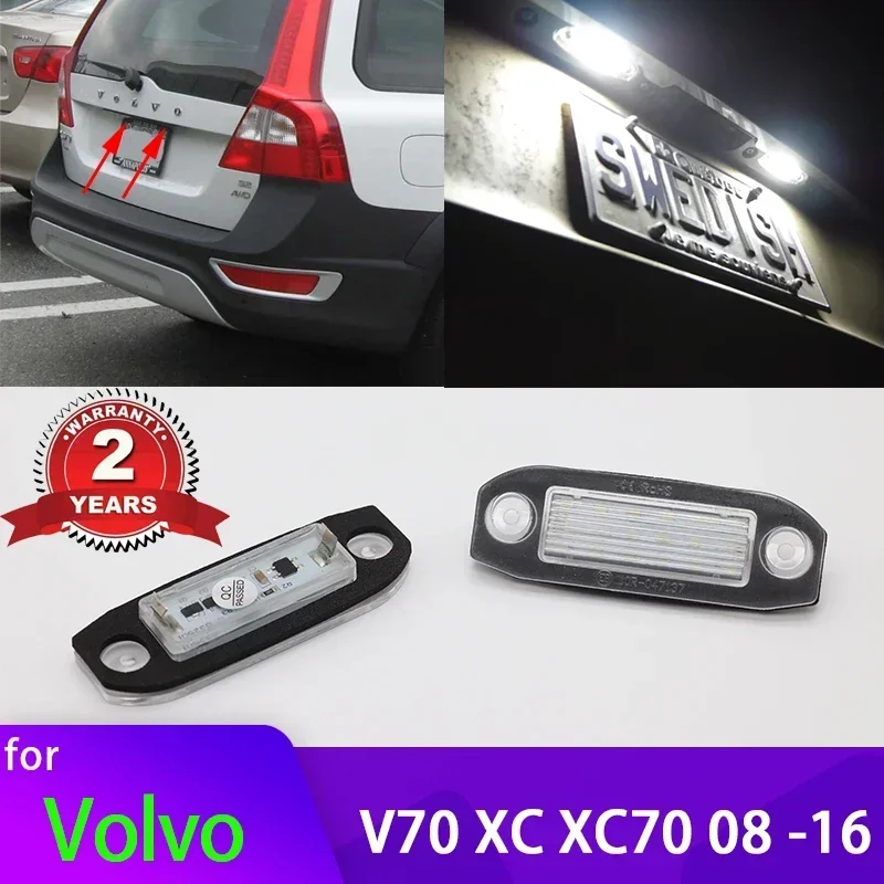 

For Volvo V70 XC XC70 2008 2009 2010 2011 2012-2016 License Plate Lamp 2pcs White LED License Number Plate Light Bulb