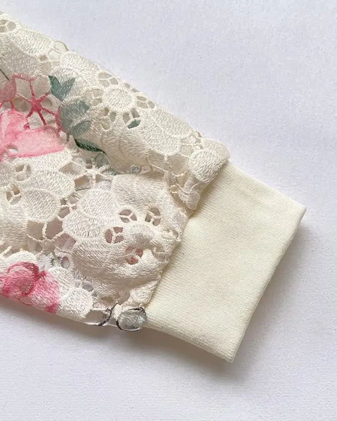 Y2K Women's Jacket 2025 Fashion Floral Print Baseball Collar Zip Up Water-Soluble Lace Coat Casual Hollow-Out Bomber Jacket