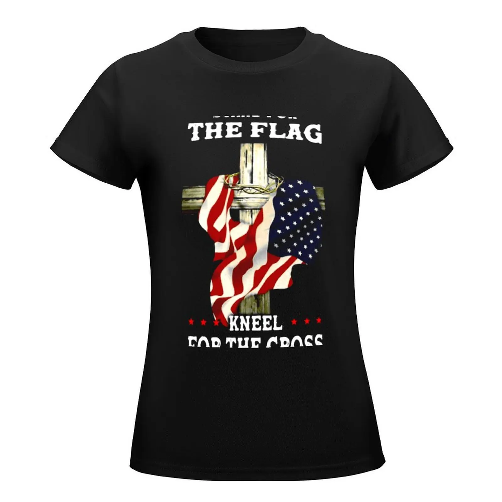 Stand For The Flag Kneel For The Cross T-Shirt tops Aesthetic clothing anime clothes t-shirts for Women graphic tees