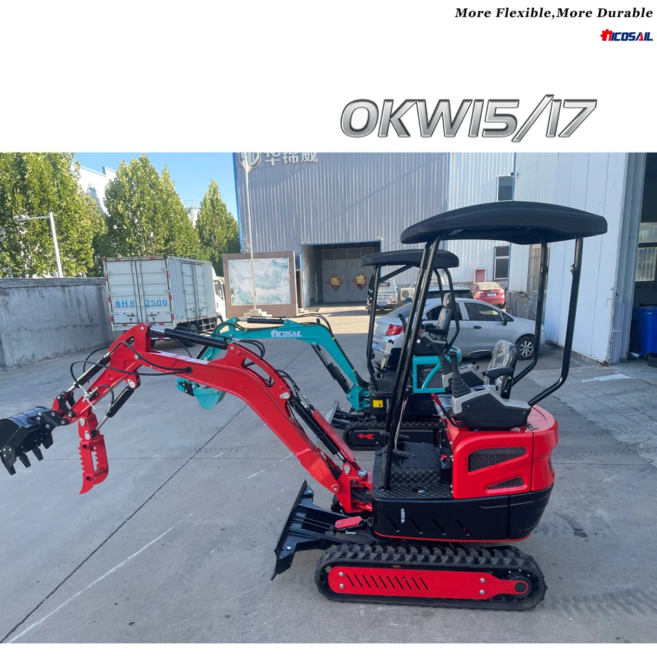 NKS OKW17 Excavator Construction Machine 1.3 Ton Mini Digger Rubber Truck Small Crawler Excavator Sale Colors Customized