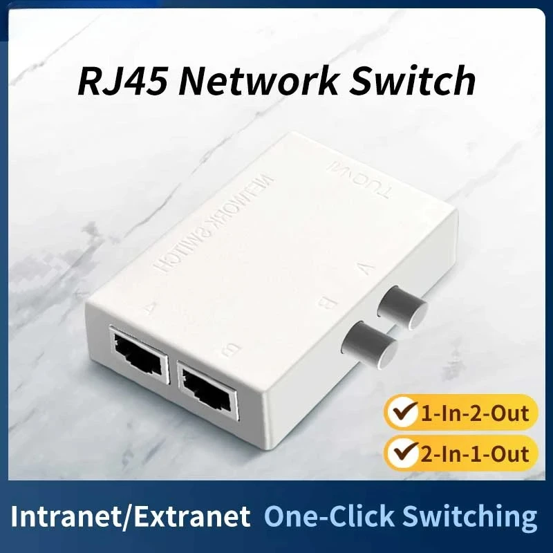 1 in 2 out Port RJ45 Network Switch Ethernet Dual 2 Way Port Manual Sharing Adapter HUB RJ-45 Network Box Splitter For Laptop PC