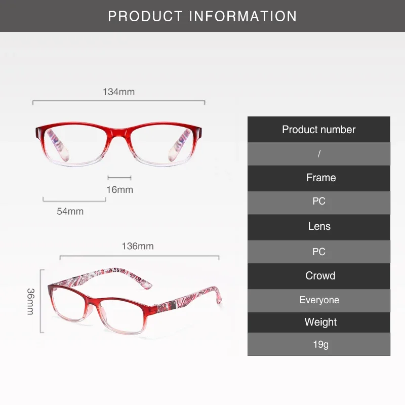New Women Reading Glasses Vintage Printing Eyeglasses Frame Optical Computer Presbyopia Eyewear +1.0 +1.5 +2.0 +2.5