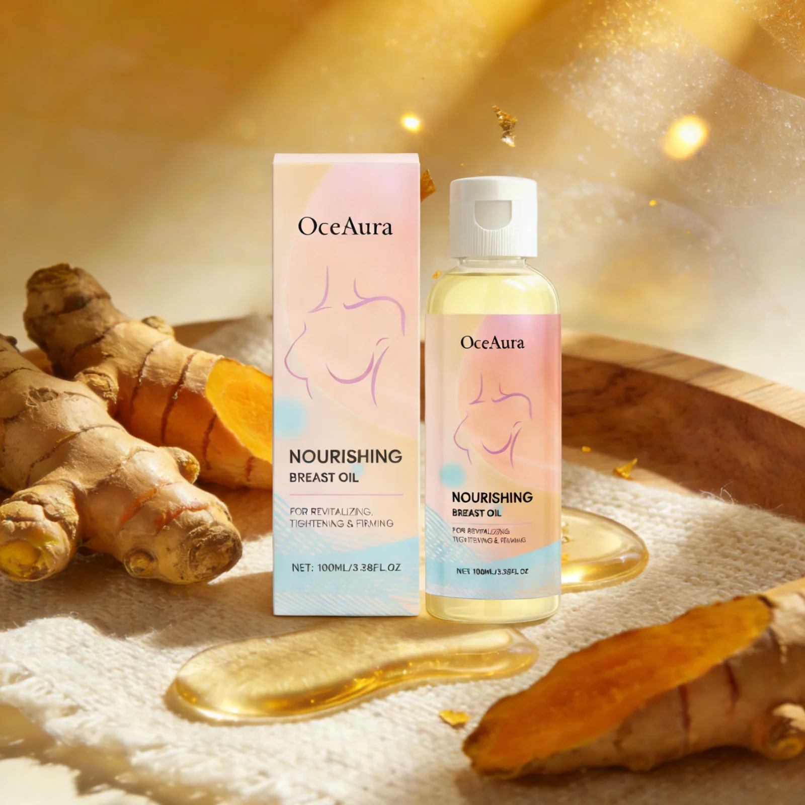 OceAura Breast Growth Oil Turmeric Lifts Chest Tighten Skin Firming Massage Deep Nourishment Breast Enlargement Oil for Women
