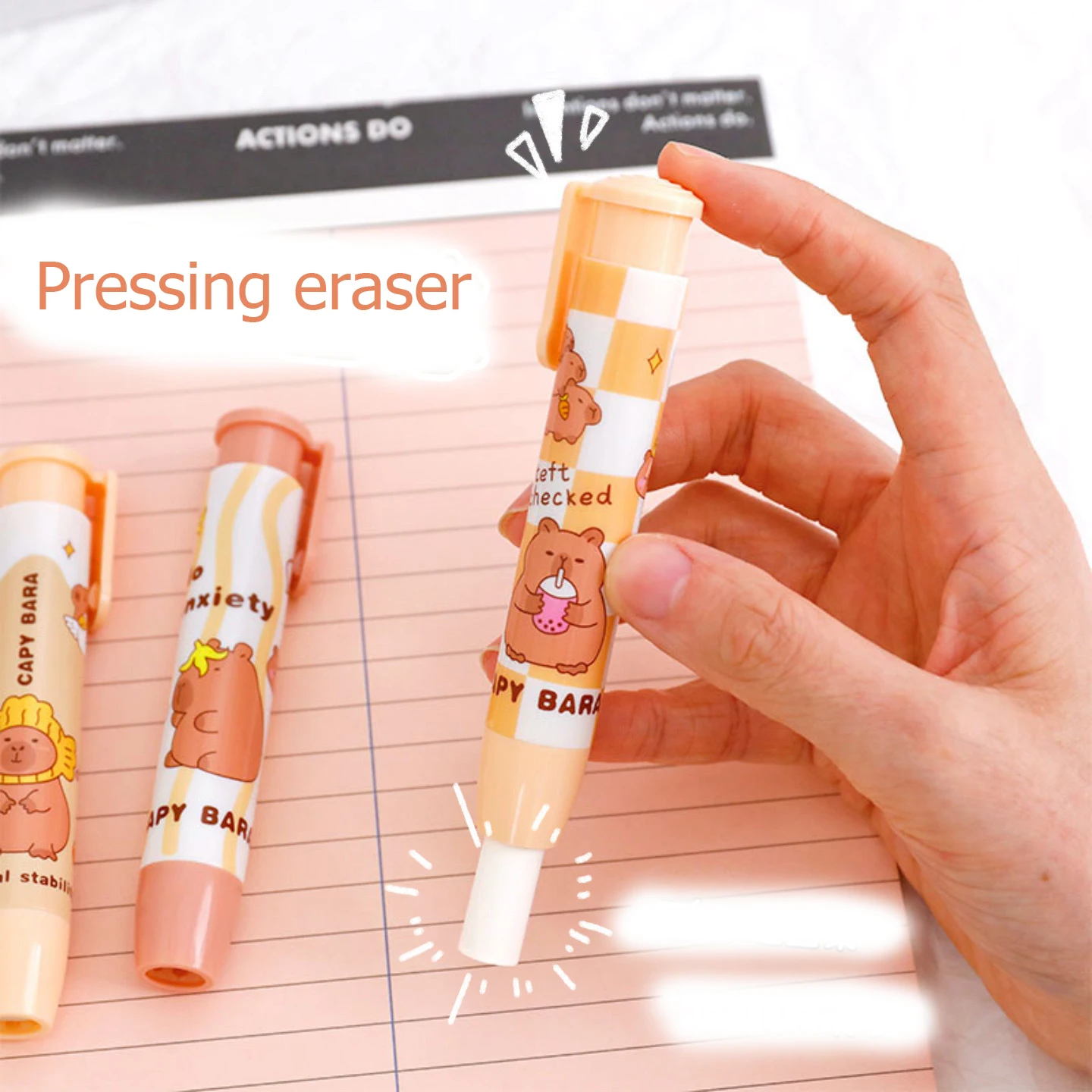 Kawaii Capybara Press Eraser Aesthetic School Supplies All For School Korean Stationery Back To School Student Supplies