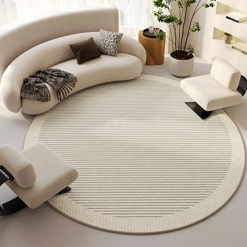 New Round Carpet Cream Style Whole House Large Area Carpets Living Room Bedroom Light Luxury High End Non Slip Simple Rug