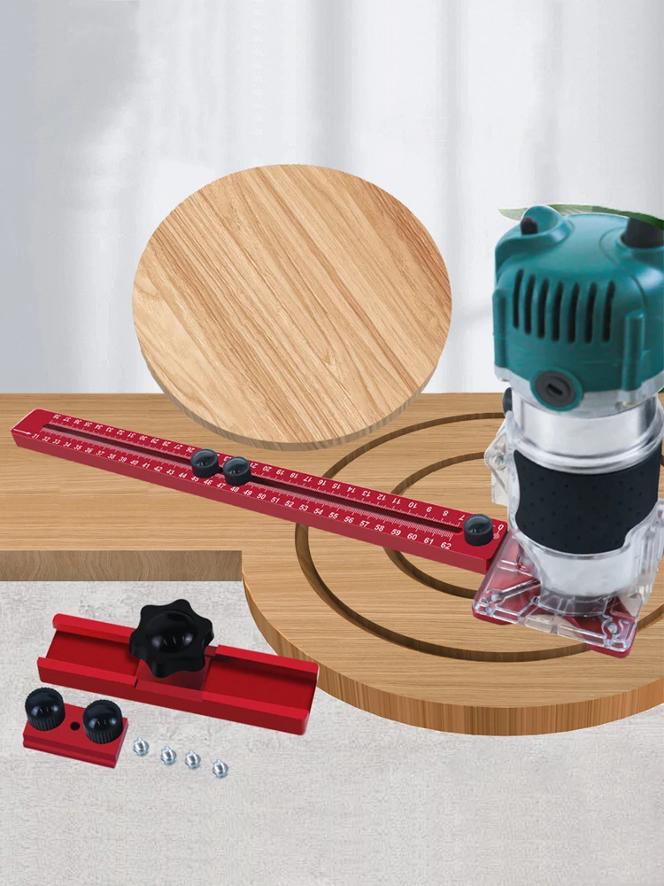 Alumínio Punch Groove Bracket, Router Fresagem, Círculo Corte Jig, Woodworking Gabinete Hardware, 4 em 1