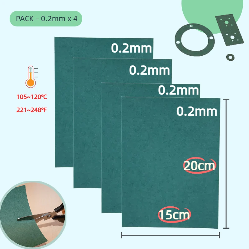 Gasket Paper Sheets 0.2mm X 4|Tear-Resistant Heatproof Oil-Resistant DIY Engine Gaskets Scooter Motorcycle Lawnmower Chainsaw