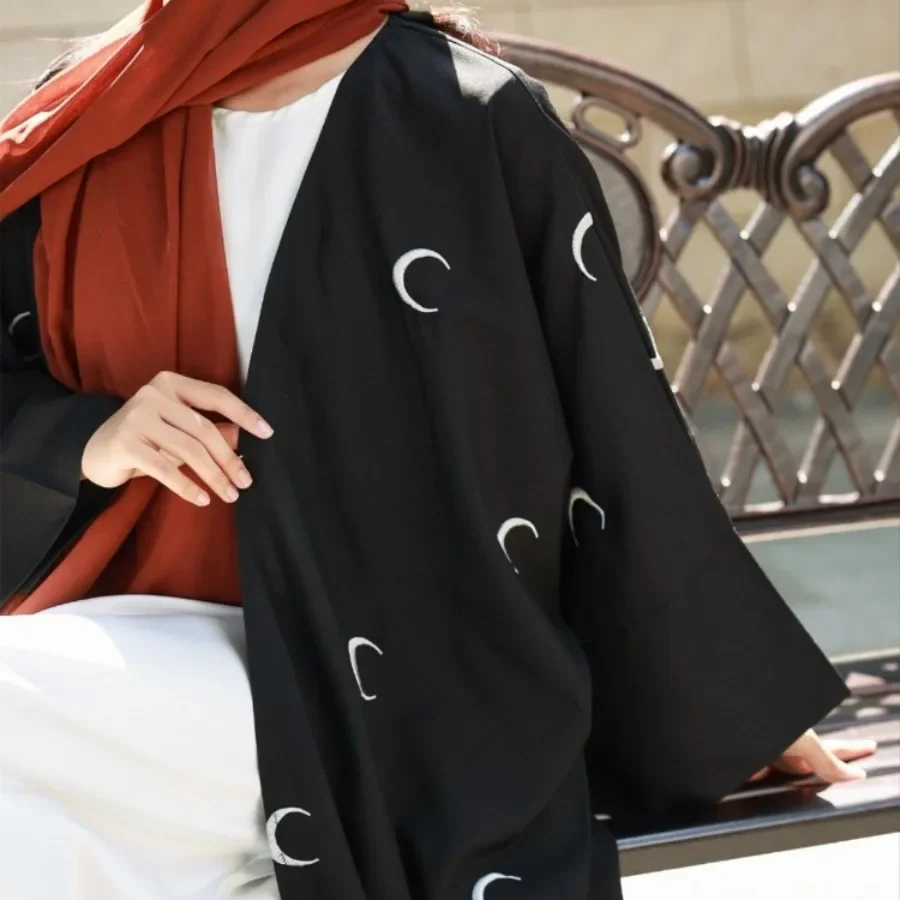 

Open Front Abaya Muslim Full Sleeve Islamic Arabian Embroidery Abayas Turkey Kaftans Robe Loose Long Maxi Dress Women Jilbabs