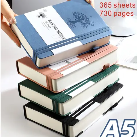 A5 두꺼운 빈 성경 기록 PU 가죽 노트 365 페이지 두꺼운 비즈니스 회의록 문구 용품