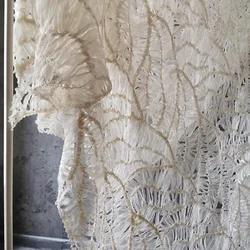 Mesh Series Fairy Yarn Beige Solid Color Irregular Splicing Weaving Hollow Mesh Clothing Designer Fabric