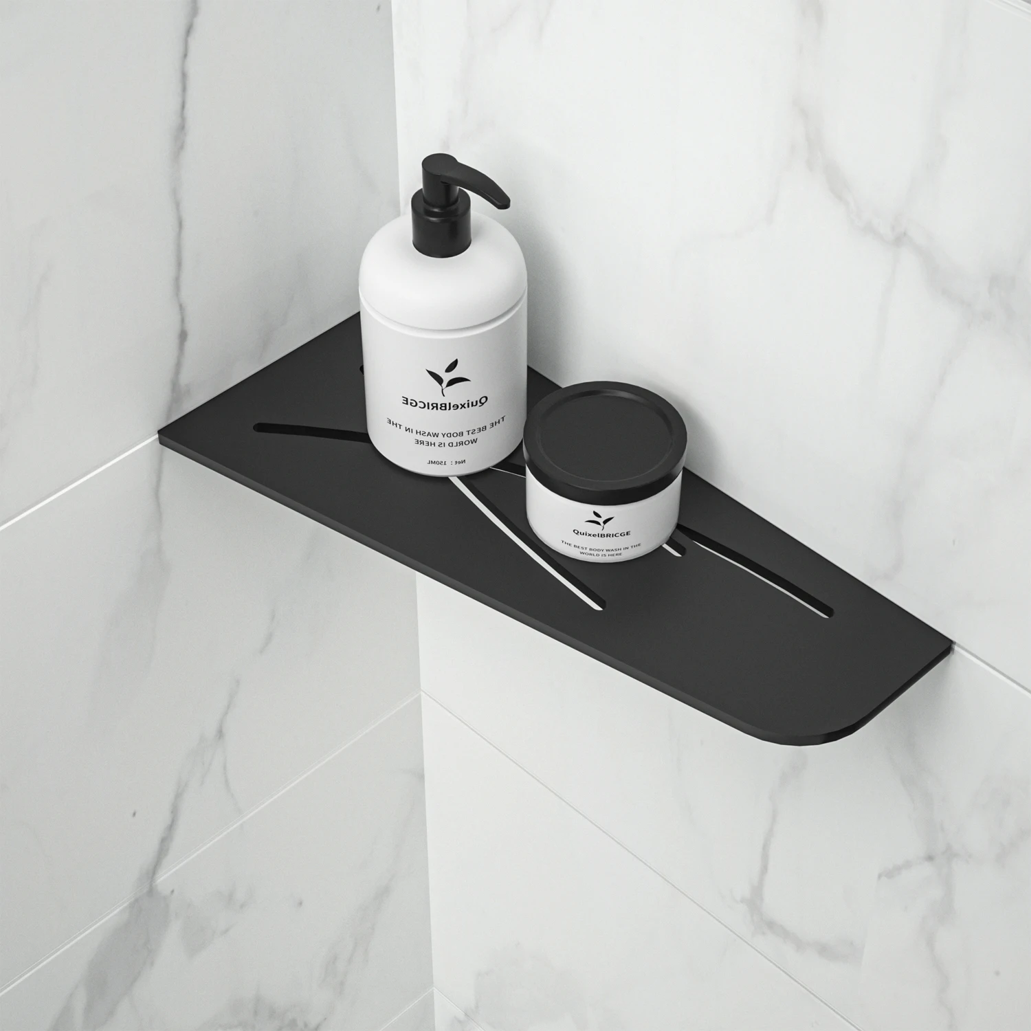 2025 Most Popular Choice Material 304 Stainless Steel Matte Black Corner Shelf Bathroom with 3.0mm Thickness