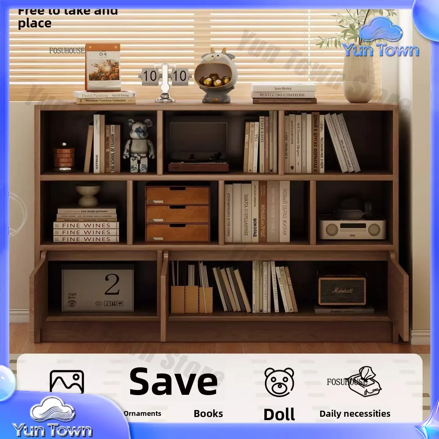 Stylish Retro Shelving Units for Living Room Decor Freestanding Bookcases for Coffee Corner Organization Console for Simple